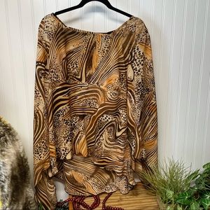 RUSSELL KEMP Flowy Animal Print Top Size 1X